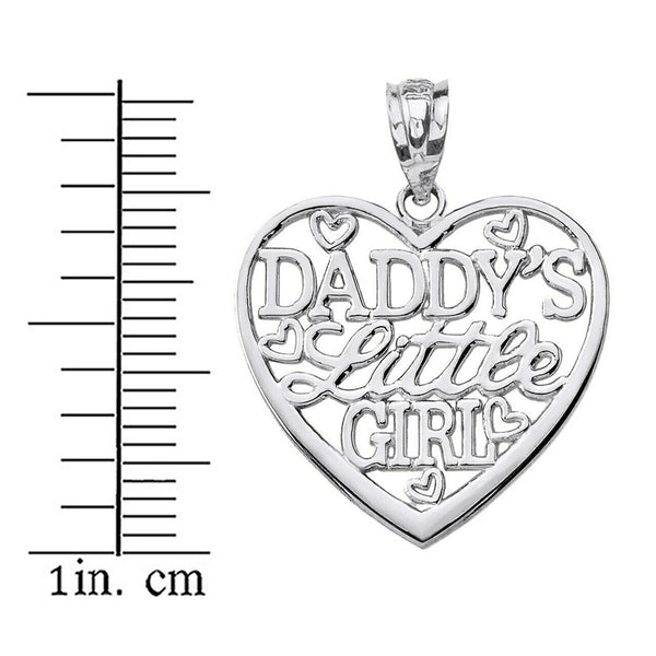 10k Solid White Solid Yellow Gold Daddy's Little Girl Heart Pendant Necklace