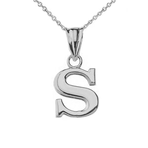 925 Sterling Silver Mini Small Initial Letter S Pendant Necklace 16" 18" 20" 22"