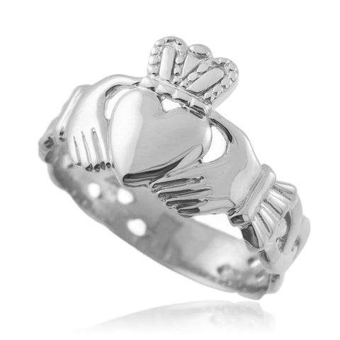 925 Sterling Silver Celtic Trinity Knot Band Claddagh Men's Ring