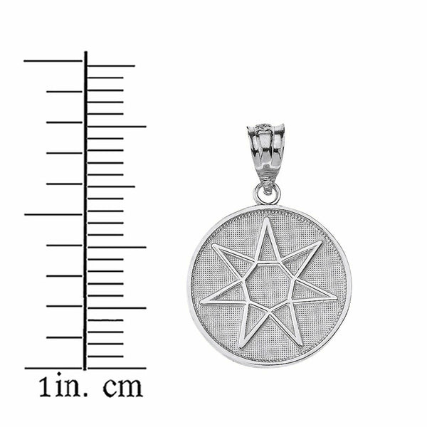 925 Sterling Silver Wiccan Heptagram Faery Star Circle Pendant Necklace