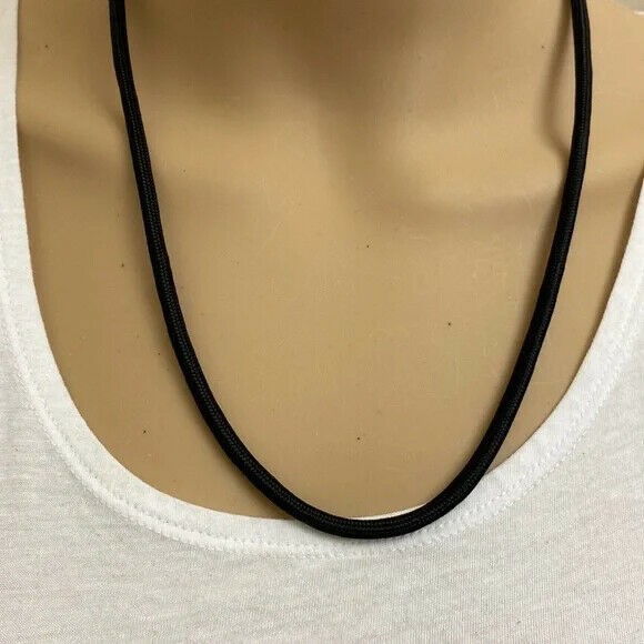 Black Leather Cord Chain Wire Stainless Steel Clasp Necklace 16,18,20,22" in 5mm