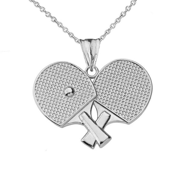 925 Sterling Silver Ping Pong Rackets Pendant Necklace