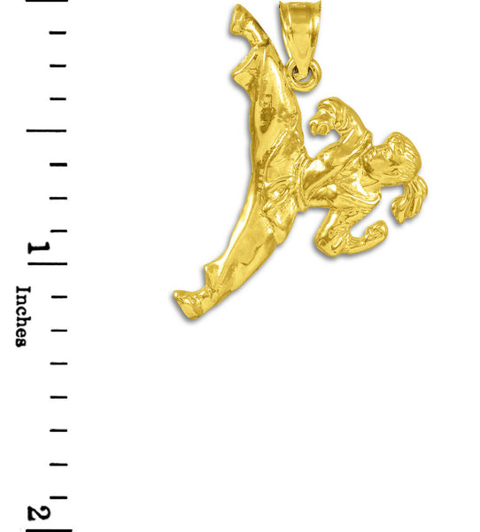 10k Solid Yellow Gold Female Marshal Arts Karate Sports Pendant Necklace