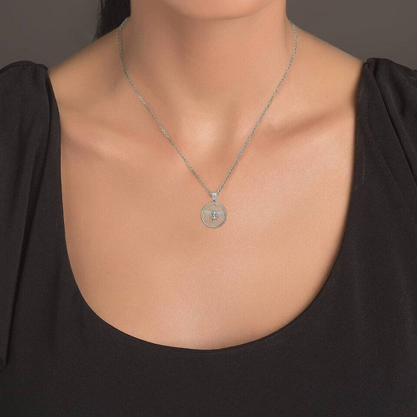 14K Solid Gold Queen Bee Honey Comb Pendant Necklace - Yellow, Rose, or White