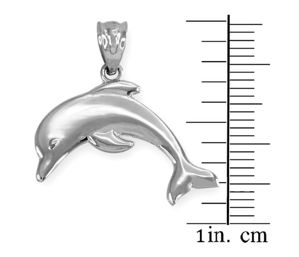 925 Sterling Silver Jumping Dolphin Charm Pendant Necklace