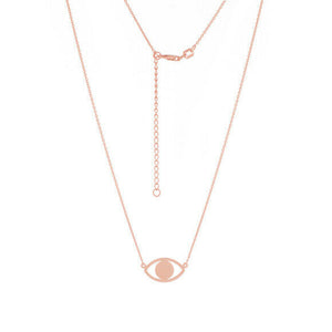 14K Solid Rose Gold Mini Evil Eye Necklace -16"-18" Minimalist