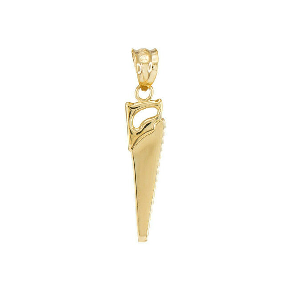 10k Solid Yellow Gold Polished Saw Pendant Necklace