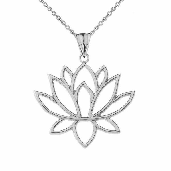 925 Streling Silver Double Sided Lotus Flower Fortune Purify Pendant Necklace
