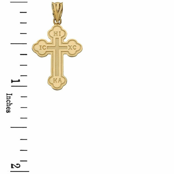 14k Solid Gold Saint Nicholas Greek Orthodox IC XC NIKA Cross S Pendant Necklace