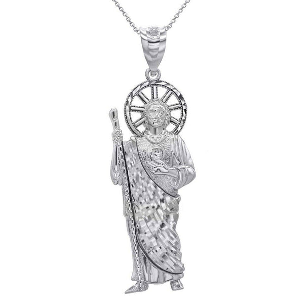 Sterling Silver St. Saint Jude Pendant Necklace (Mini, Small, Medium, Large)