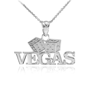 Fine 925 Sterling Silver VEGAS Dice Pendant Necklace Lucky Charm Made in USA