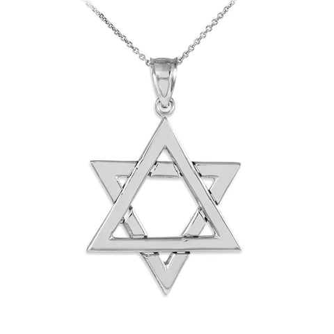 925 Pure Sterling Silver Jewish Star of David Charm Pendant Necklace Made USA