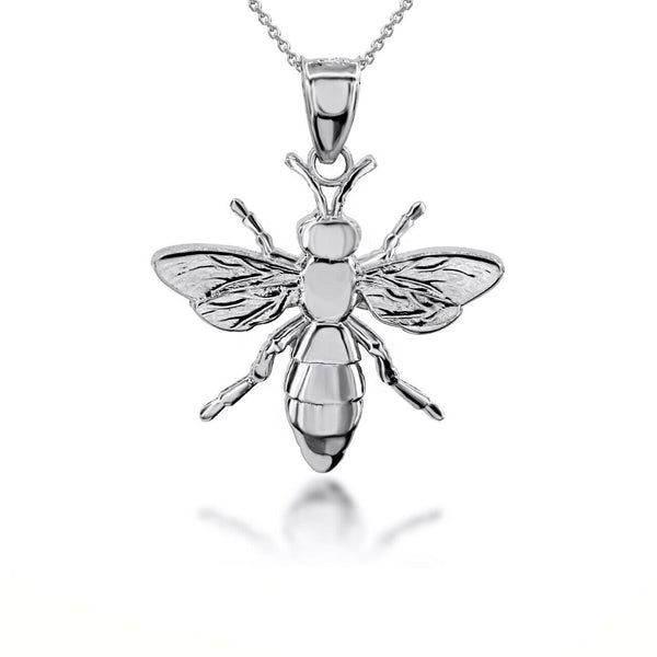925 Streling Silver Bee 3D Pendant Necklace
