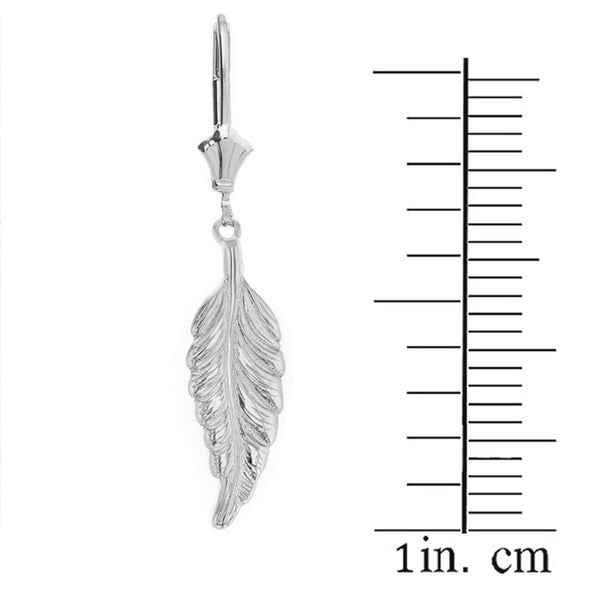 925 Sterling Silver Bohemia Boho Feather Leverback Drop Earring Set