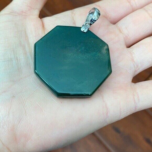 925 Sterling Silver Carving Agate Yin Yang Pendant Necklace
