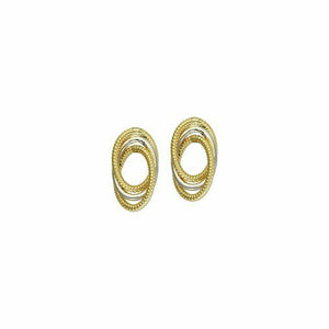 14k Solid Gold Two Tone Textured Tube Oval Loveknot Love-Knot Earrings 9 x17 mm