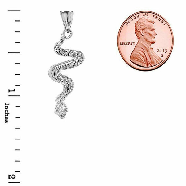 .925 Sterling Silver Serpent Snake Pendant Necklace