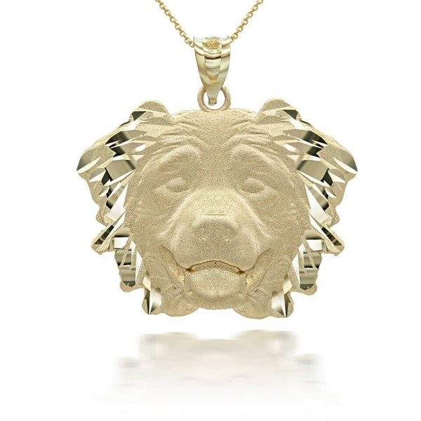10K Solid Gold Dog Australian Shepherd Pendant Necklace  - Yellow, Rose, White