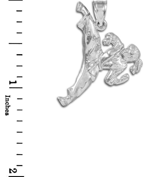 Female Marshal Arts Karate Sterling Silver Sports Pendant Necklace