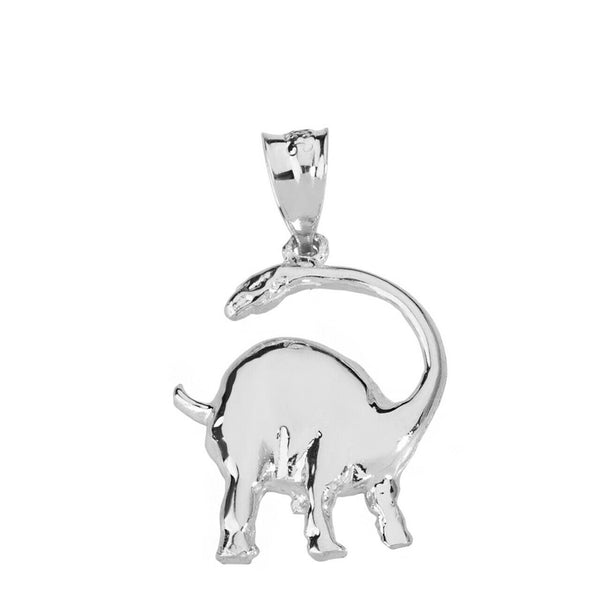 925 Sterling Silver Prehistoric Brachiosaurus Dinosaur Pendant Necklace