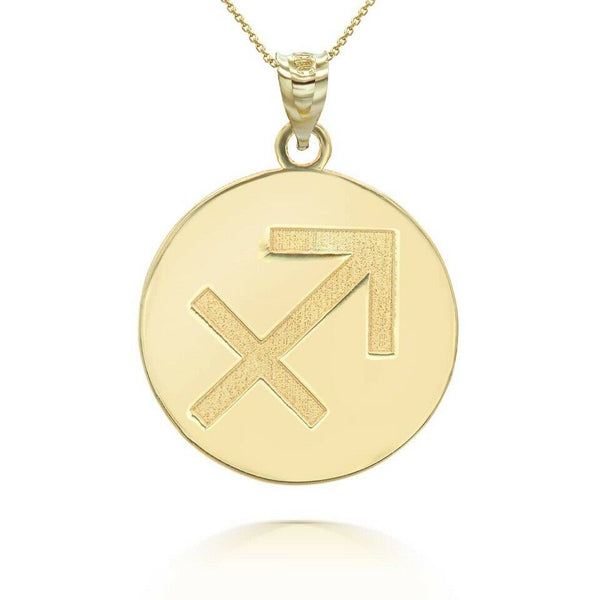 Personalized Name 10k 14k Solid Gold Zodiac Sign Sagittarius Pendant Necklace