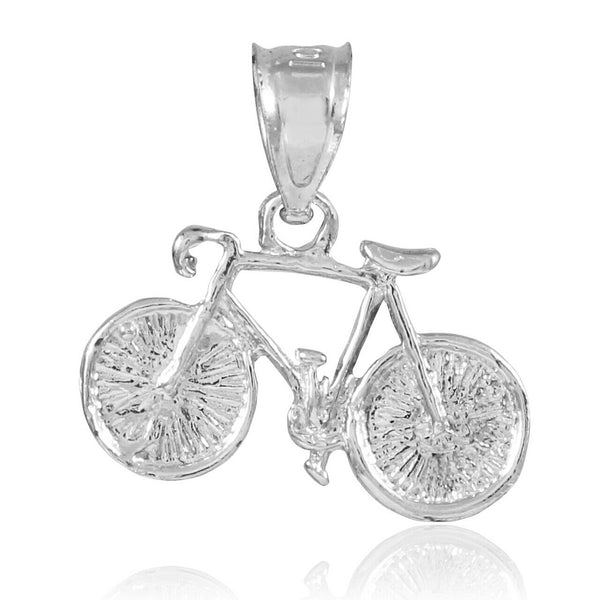 925 Sterling Silver Bicycle Charm Sports Pendant Necklace Made In USA