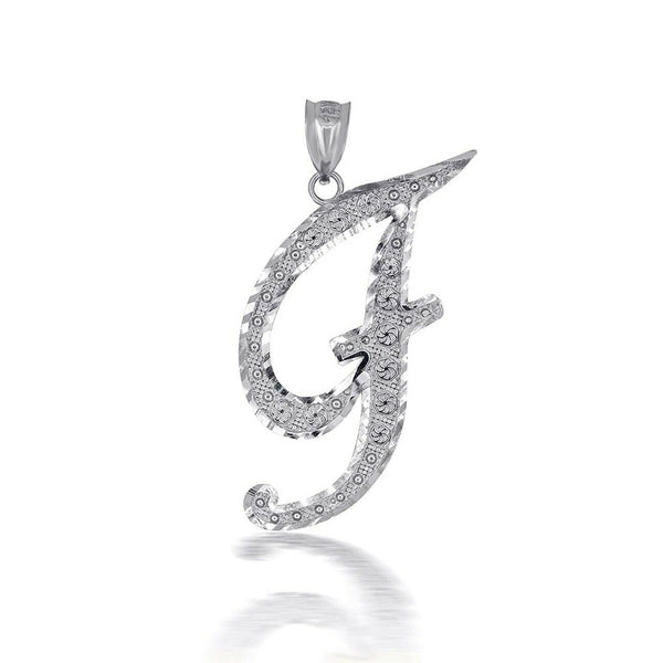 925 Sterling Silver Cursive Initial Letter F Pendant Necklace