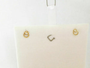 14K Solid Yellow Gold Small Mini Star Stud Earrings - Minimalist
