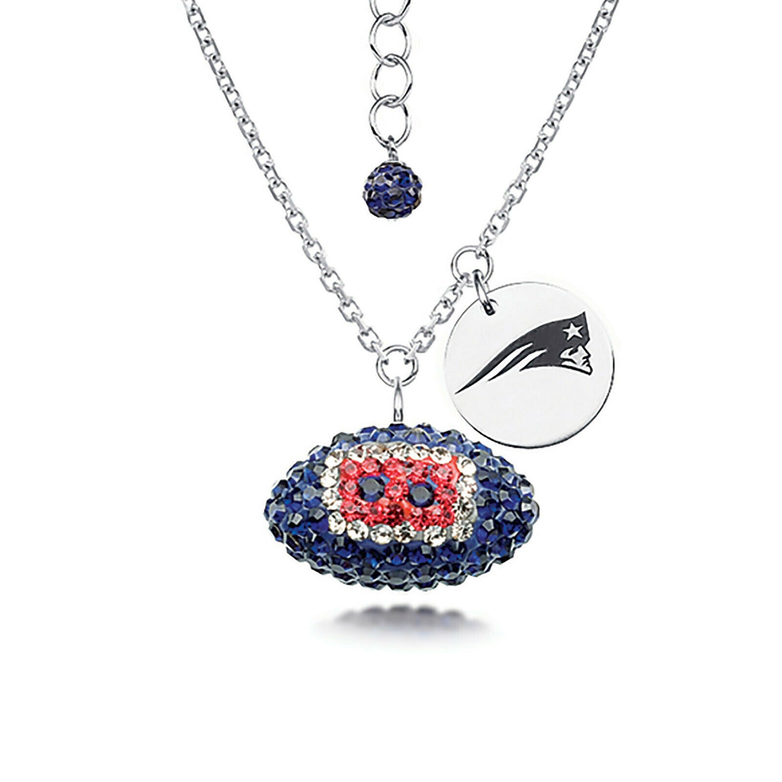 NFL New England Patriots Football Necklace Sterling Silver - Official Licensed