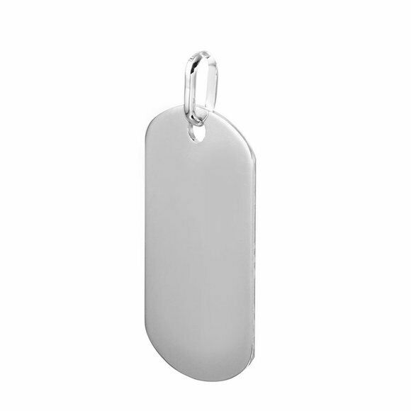 925 Sterling Real Fine Silver Plain Dog Tag Pendant 40 x 23mm