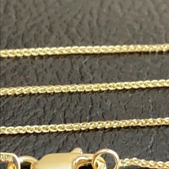 14k Solid Yellow Real Gold 0.8 mm Round Wheat Chain Necklace 16", 18", 20"