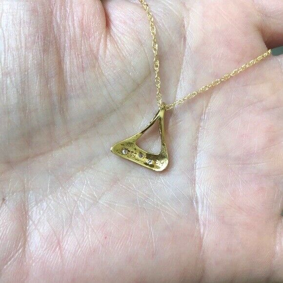 14K Solid Gold Small CZ Charm Pendant Dainty Necklace 16"-18" adjustable