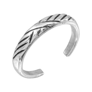 925 Sterling Silver Multi Slash Adjustable Toe Ring /Finger Thumb Ring Oxidized