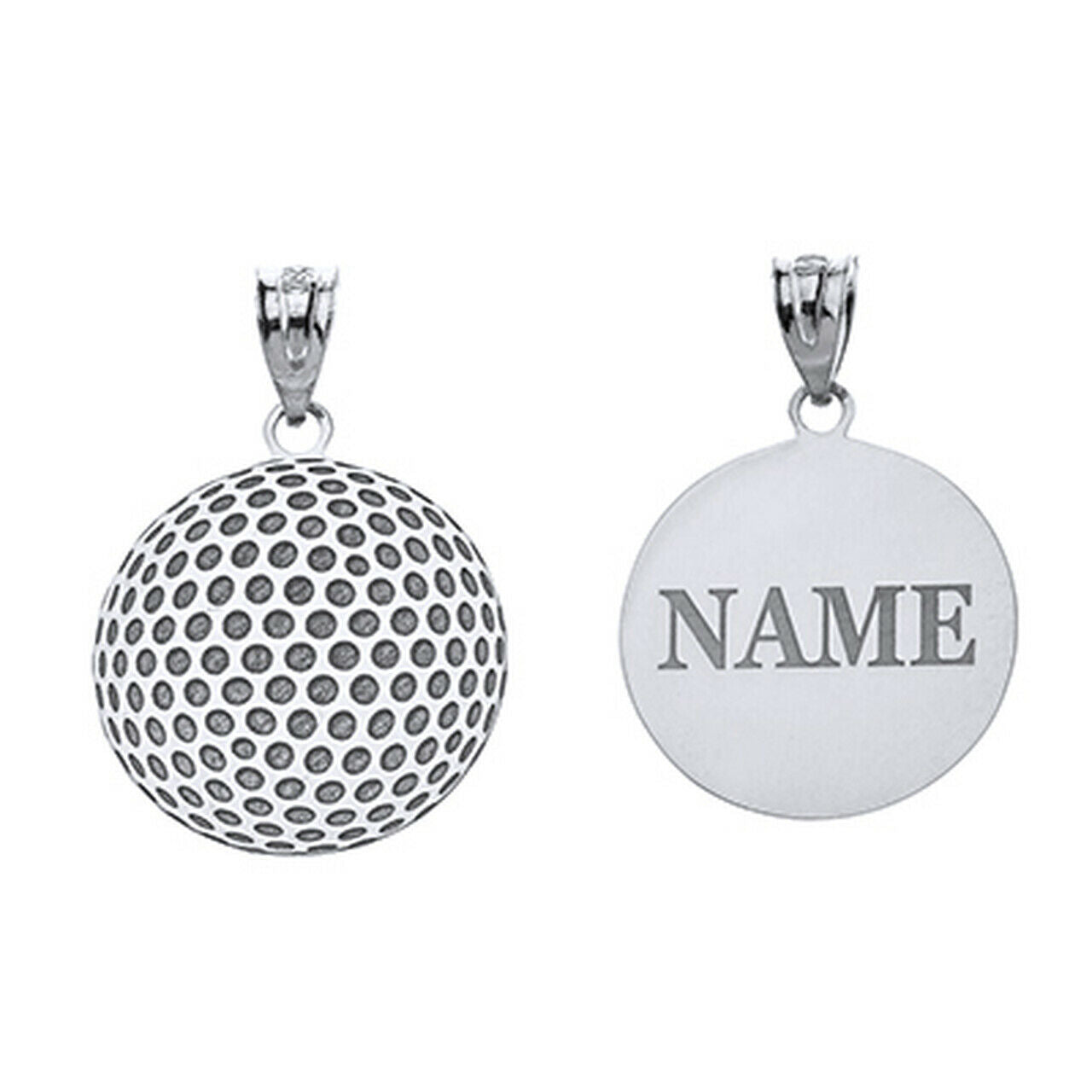 Personalized Sterling Silver Golf Ball Pendant Necklace - Engravable Your Name