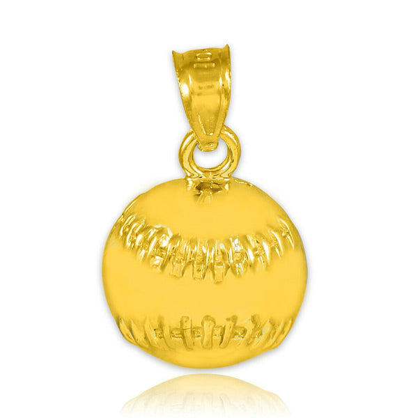 10k Yellow Gold Baseball Softball Charm Pendant Necklace