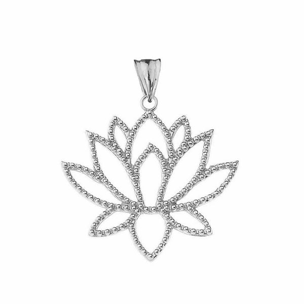 925 Streling Silver Double Sided Lotus Flower Fortune Purify Pendant Necklace