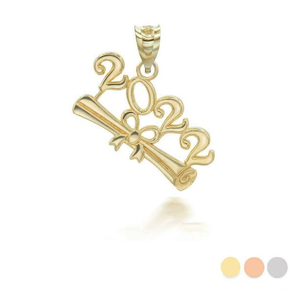 10K Solid Gold Class Of 2022 Graduation Diploma Pendant Necklace