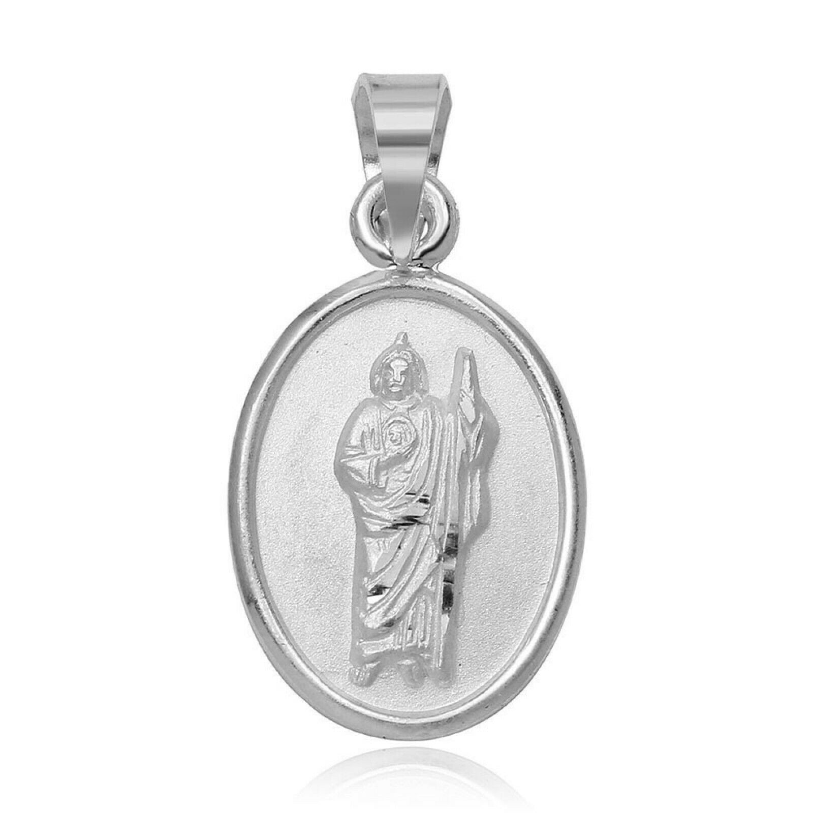 925 Sterling Silver Saint St. Jude Medallion Pendant Necklace