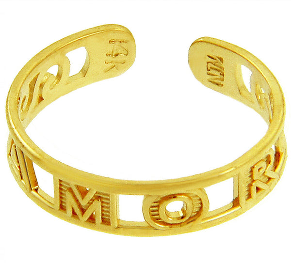 Amor Toe Ring in 10K Solid Yellow Gold Adjustable Size