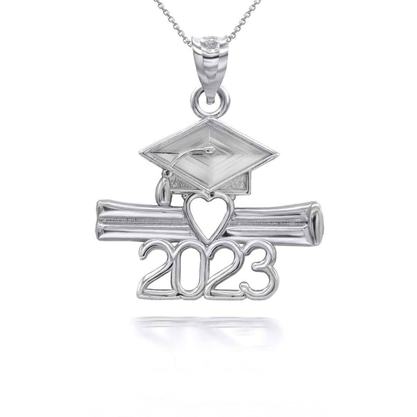 10K Solid Gold Class of 2023 Graduatio Cap and Diploma Pendant Necklace