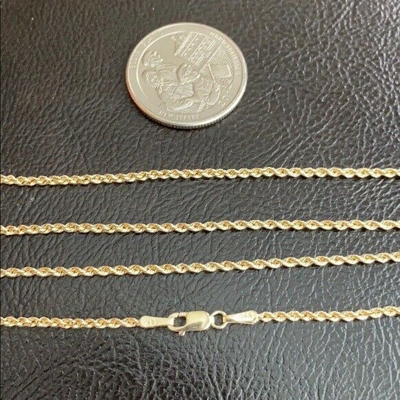 10 k Real Yellow Gold 1.8 mm Solid D/C Rope Chain Necklace 16",18",20",22",24".