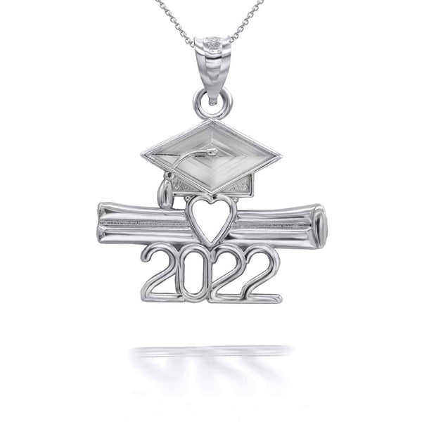 14K Solid Gold Class of 2022 Graduation Cap and Diploma Pendant Necklace