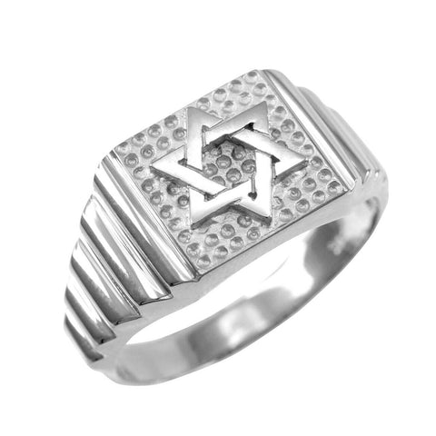 925 Sterling Silver Star of David Jewish Men Ring  - Any / All Size