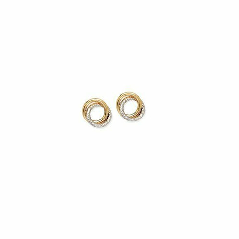 14k Solid Gold Two Tone Open Loveknot Love-Knot Earrings 12 mm