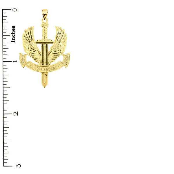 10k Solid Yellow Gold Who Dares Wins Pendant Necklace