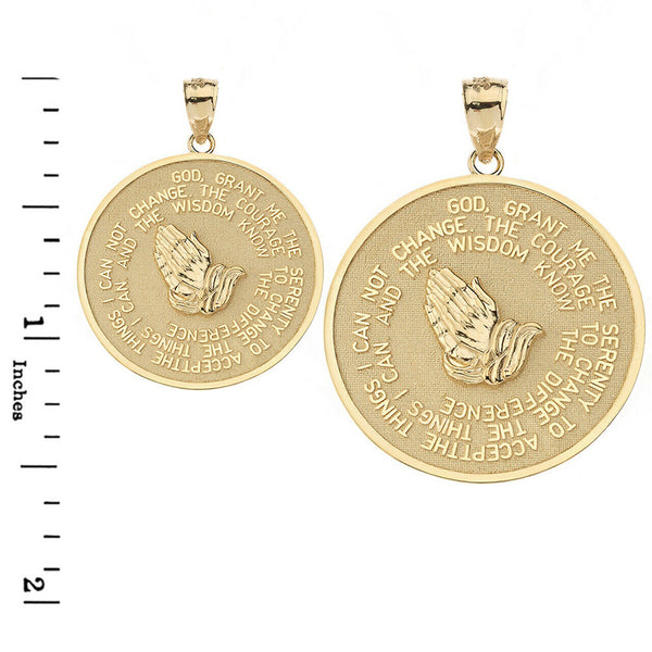 14k Solid Gold Serenity & The Lord's Prayer Protection Small Pendant Necklace