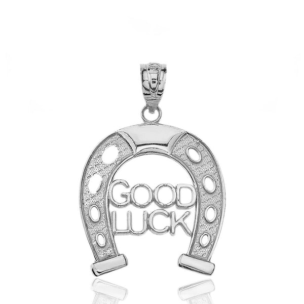 14K Solid Gold Lucky Good Luck Horseshoe Pendant Necklace