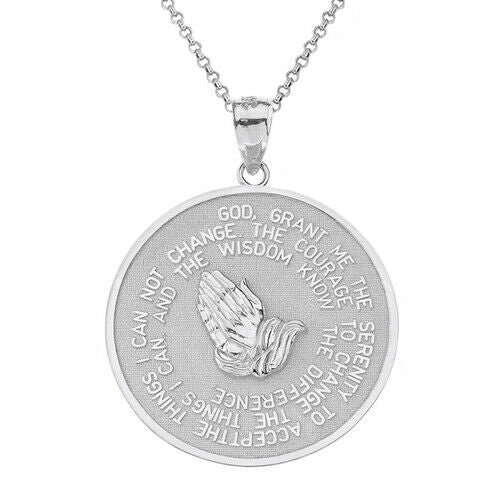 10k Solid Gold Serenity & The Lord's Prayer Protection Large Pendant Necklace