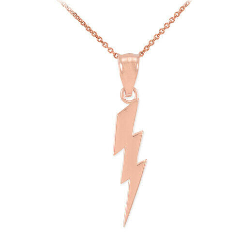 14k Solid Gold Thunderbolt Power Pendant Necklace Thor Zeus Greek God Lighting