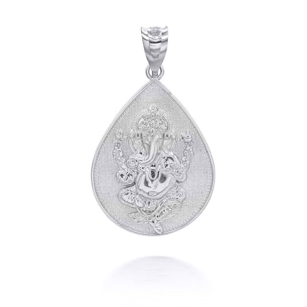14K Solid Gold Hindu Lord Ganesha Pendant Necklace - Yellow, Rose, or White Gold